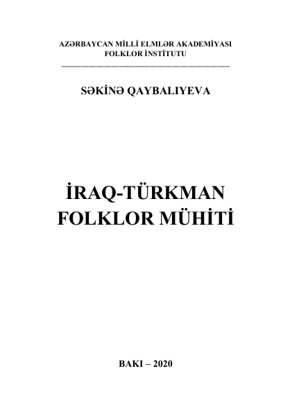 İRAQ-TÜRKMAN FOLKLOR MÜHİTİ